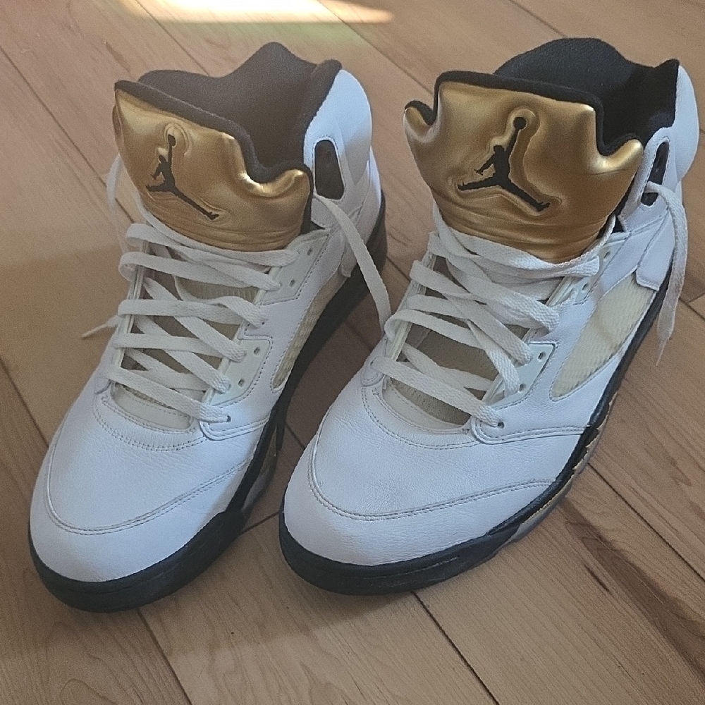 White and Gold Jordan Sneakers